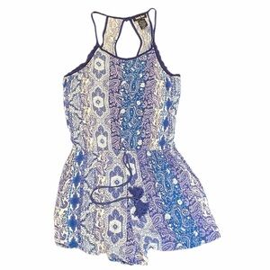 KANDY KISS blue and white floral romper